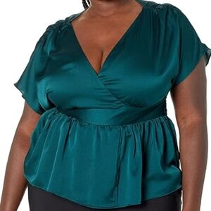 City Chic Tangled Satin Faux Wrap Top NWOT